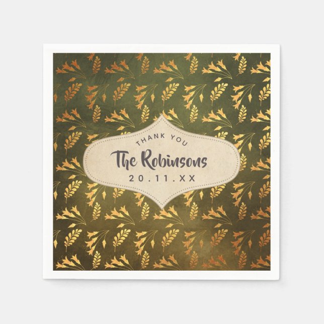 Thanksgiving av guldfetter pappersservett (Framsidan)