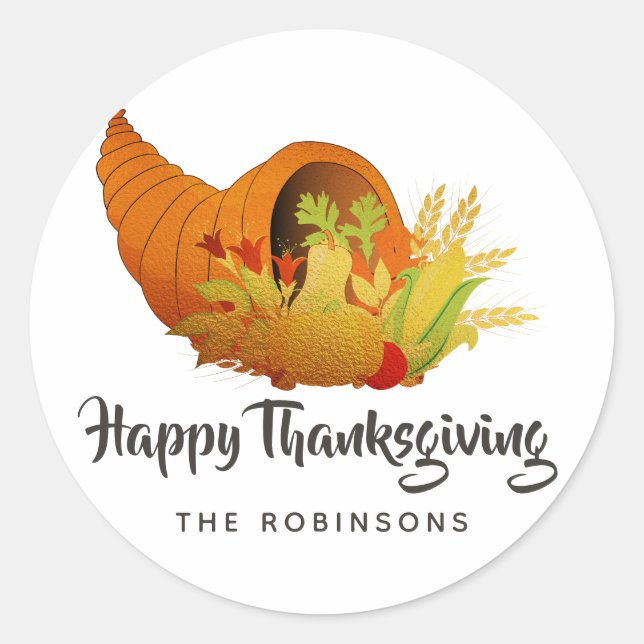 Thanksgiving av guldfetter runt klistermärke (Framsida)