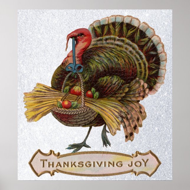 thanksgiving av kalkoner i vintagen poster glädje (Framsidan)