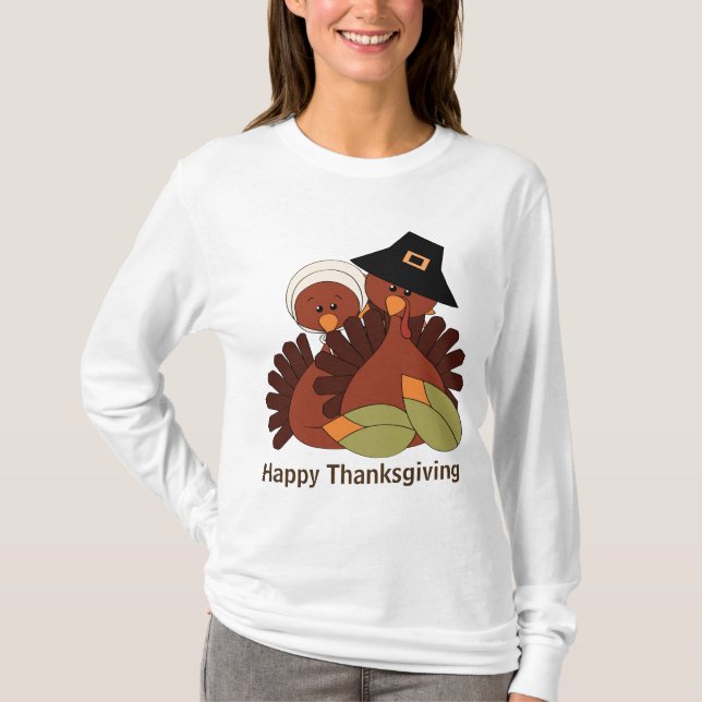 Thanksgiving av kalkonkvinnor Helgdag t-shirt (Framsida)