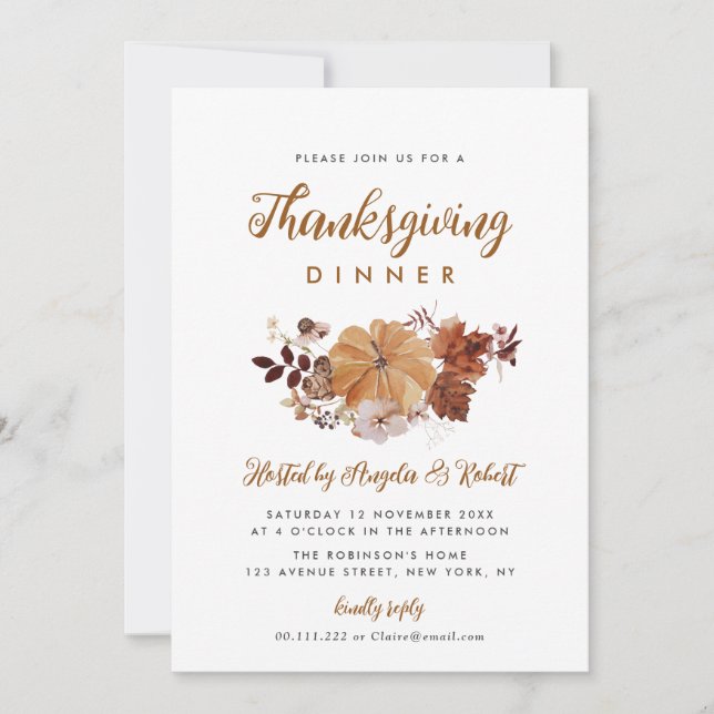 thanksgiving av löv inbjudningar (Framsida)