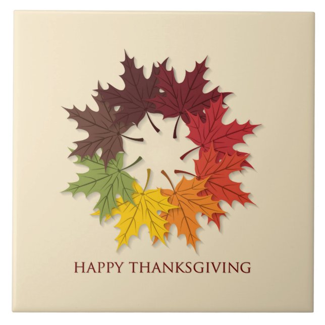 Thanksgiving av löv kakelplatta (Framsidan)
