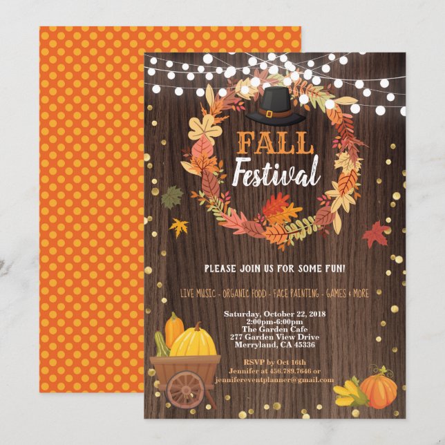 thanksgiving av rundvirke inbjudningar (Fram/baksida)