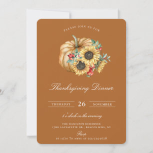 Thanksgiving av Rustic Pumpkin-Blommigt Inbjudningar