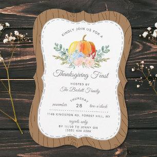 Thanksgiving av Rustik Watercolor Pumpkin Inbjudningar