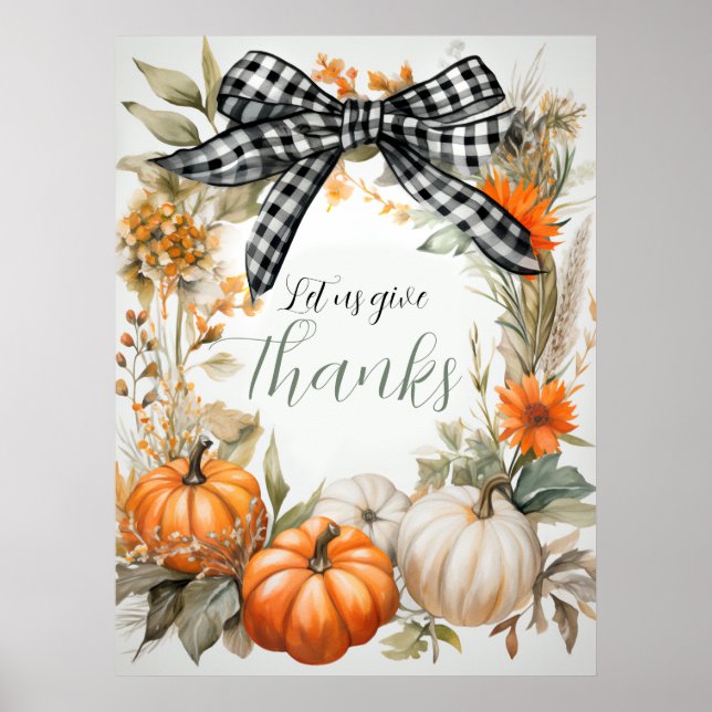 Thanksgiving av svart och vitt papper poster (Framsidan)