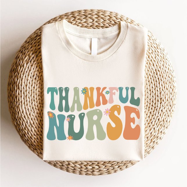 Thanksgiving av tuff sjuksköterska Blommigt  Sjuks T Shirt (Thankful Nurse Floral Thanksgiving Nursing Student T-Shirt)