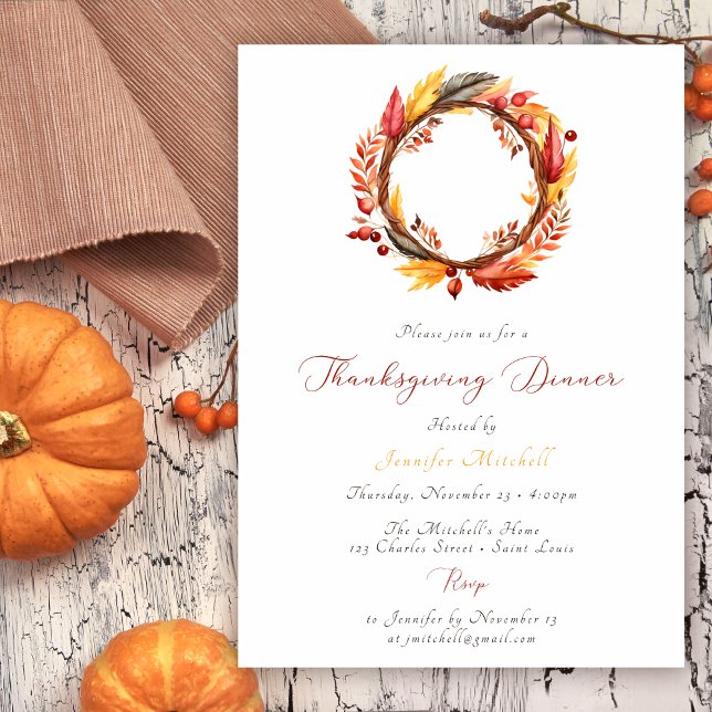 Thanksgiving av utandningsluft med rinplommon inbjudningar (Skapare uppladdad)