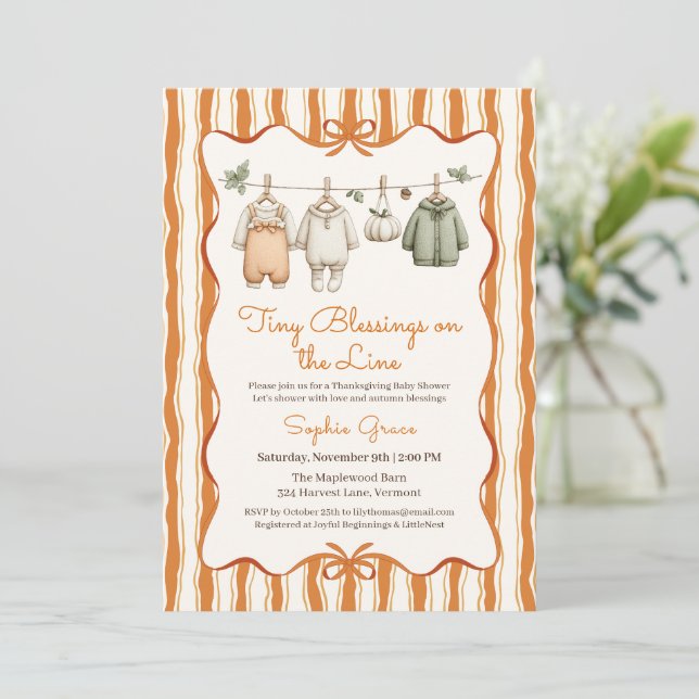 Thanksgiving Baby Shower Girl | Mysigt slutlinje Inbjudningar (Stående Fram)