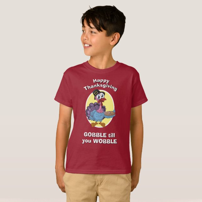 THANKSGIVING barnens GOBBLE.. T Shirt (Hel framsida)