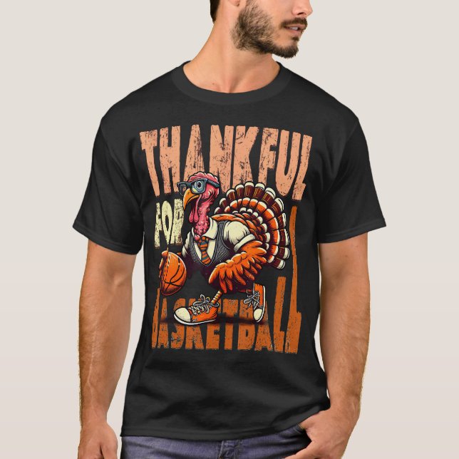 Thanksgiving Basketball funny Turkiet Tack Manar T Shirt (Framsida)