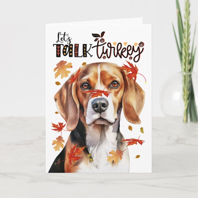 Thanksgiving Beagle Hund Lets Prata Turkiet Helgkort (Framsida)