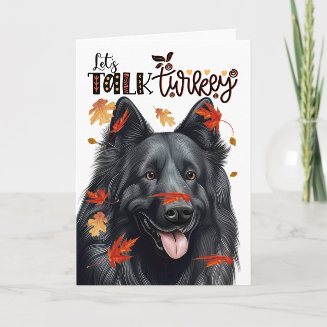 Thanksgiving belgisk Sheepdog Låt oss Tala Turkiet Helgkort (Framsida)