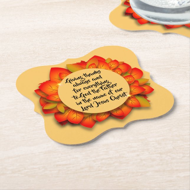 Thanksgiving Bibelcitat från hösten Löv Underlägg Papper (Vinklad)