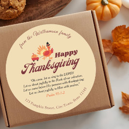 Thanksgiving Bible Verse | Anpassat namn och Adres Runt Klistermärke
