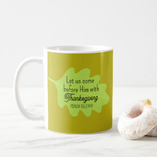 Thanksgiving Bible Verse Grönt Löv Autumm Olive Kaffemugg