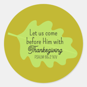 Thanksgiving Bible Verse Grönt Löv Autumm Olive Runt Klistermärke