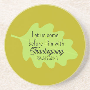 Thanksgiving Bible Verse Grönt Löv Autumm Olive Underlägg