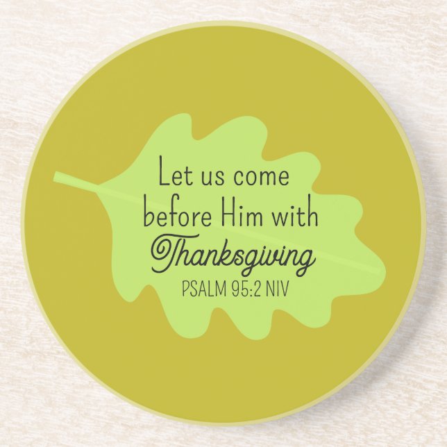 Thanksgiving Bible Verse Grönt Löv Autumm Olive Underlägg (Framsidan)