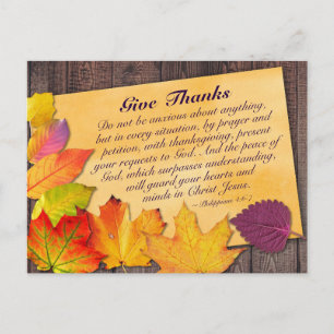 Thanksgiving Bible Verse Philippians 4:6-7 hösten Vykort
