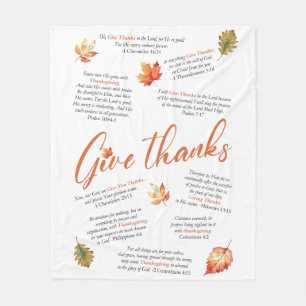 Thanksgiving Bible Verses med Höst löv Fleecefilt