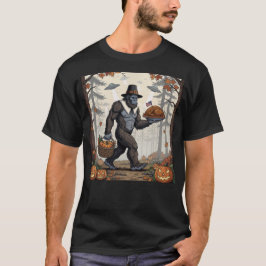 Thanksgiving Bigfoot UFO Funny Sasquatch Turkey T Shirt
