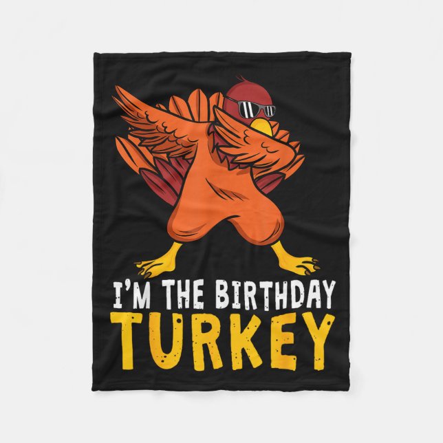 Thanksgiving Birthday Funny Bday Born On Thanksgiv Fleecefilt (Framsidan)