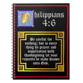 Thanksgiving Bladfilippinare 4:6 Bibelcitat Anteckningsbok