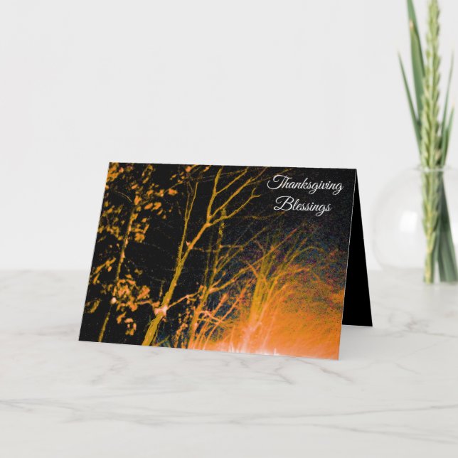 Thanksgiving Blesings Höst färger Natten Himmel Helgkort (Framsida)
