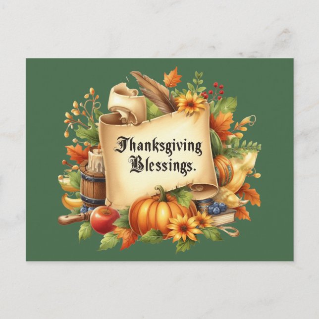 Thanksgiving Bless-vykort Vykort (Framsida)