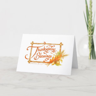 Thanksgiving Blessar Blank Folded Greeting Card Kort