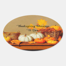 Thanksgiving Blessens Oval Sticker