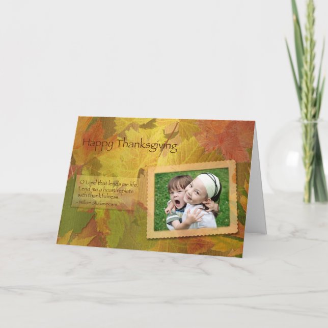 Thanksgiving Blesser Höst löv fotokort Helgkort (Framsida)