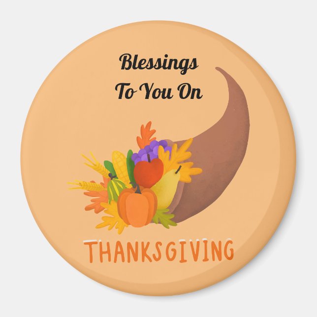 Thanksgiving Blesser Round Magnet (Framsidan)