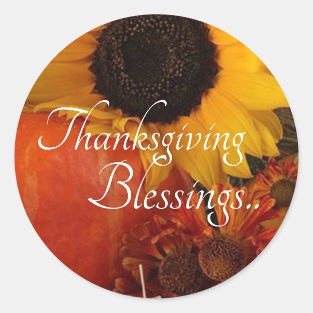 Thanksgiving Blesser Runt Klistermärke (Framsida)