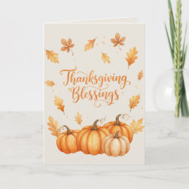 Thanksgiving Blessings Card – Cozy Autumn Watercol Kort