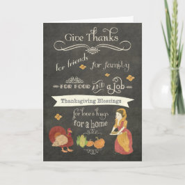 Thanksgiving Blessings , Christian, chalkboard Helgkort