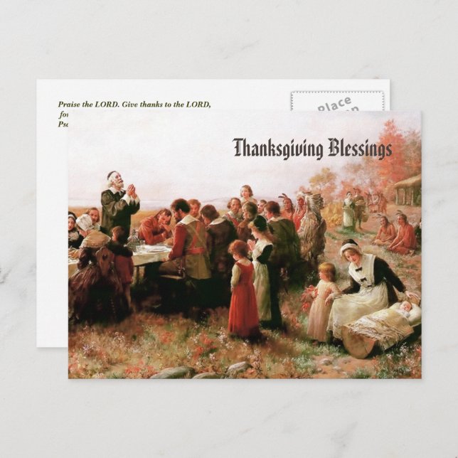 Thanksgiving Blessings. Fin konst Helg Vykort (Fram/baksida)