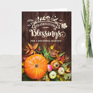 Thanksgiving Blessings Harvest Pumkins and Gourds Helgkort