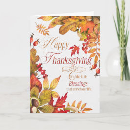 Thanksgiving Blessings Höst löv Acorns Helgkort