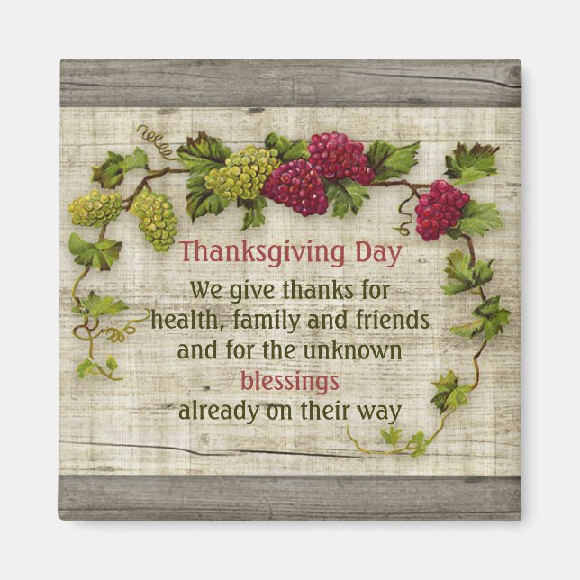 Thanksgiving Blessings Motto Magnet (Framsidan)