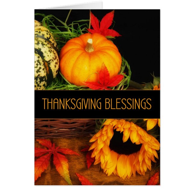 Thanksgiving Blessings Pumpkin Hälsningskort (Framsidan)