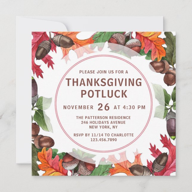Thanksgiving Blommigt för innerfyllning av vattenf Inbjudningar (Framsida)