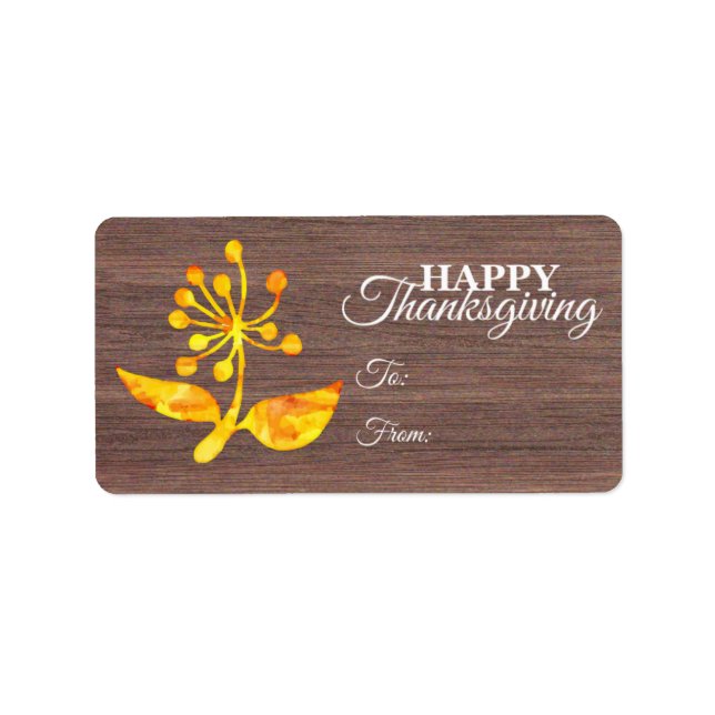 Thanksgiving Blommigt för vattenfärg Adressetikett (Framsidan)