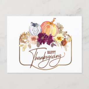 Thanksgiving Blommigt för vattenfärg, inspiration Vykort