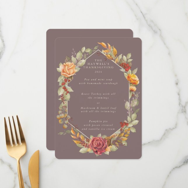 Thanksgiving Blommigt Ram - 3 kurser Meny (Fram/Back In Situ)