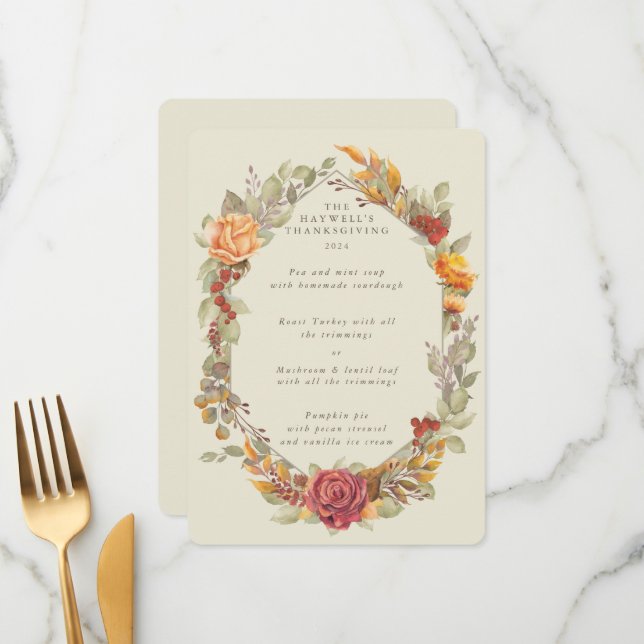 Thanksgiving Blommigt Ram - 3 kurser Meny (Fram/Back In Situ)