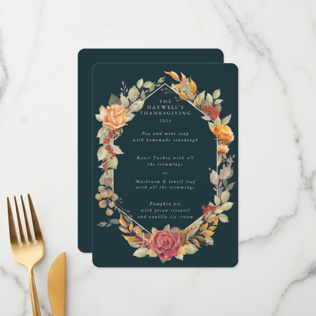 Thanksgiving Blommigt Ram - 3 kurser Meny (Fram/Back In Situ)