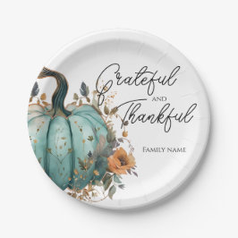 Thanksgiving Blue Pumpkin Rustic Papper Tallrikar