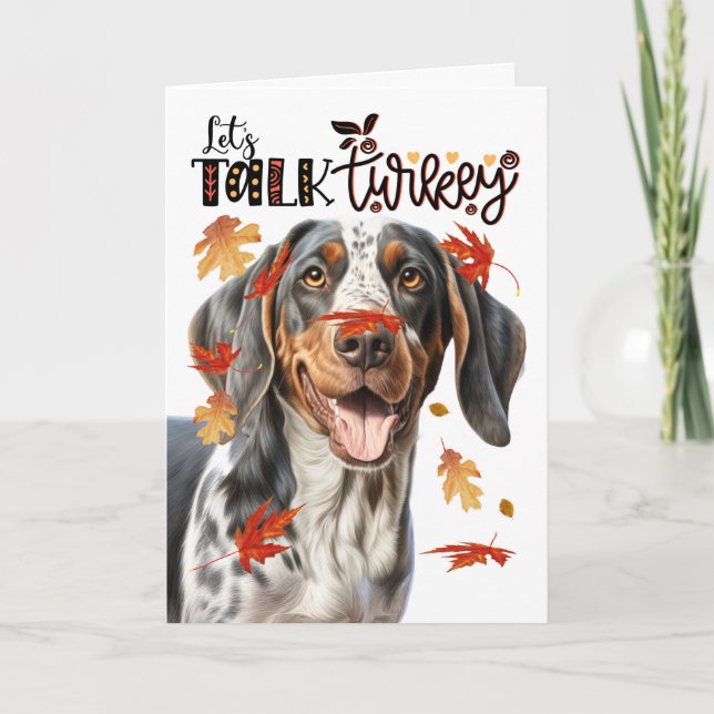 Thanksgiving Bluetick Coonhound Hund Talk Turkiet Helgkort (Framsida)